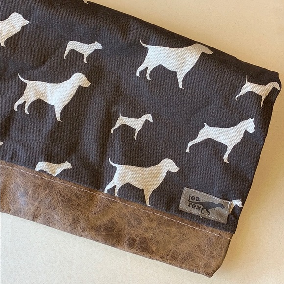 Tea Rex | Canvas Dog Design Leather Bottom Zipper Pouch Travel Bag | Animal Love - Picture 4 of 8